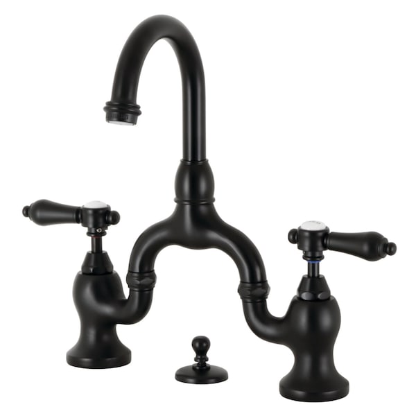 Bridge Bathroom Faucet with Brass PopUp, Matte Black